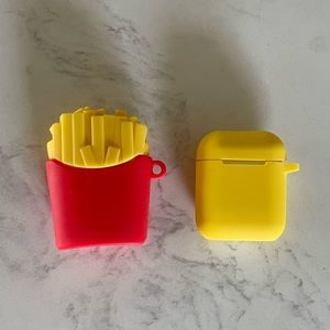 TWO PACK SILICONE FRENCH FRY YELLOW  AIRPODS CASE
